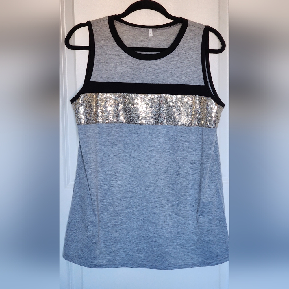 Women's Sleeveless Sequined Tee